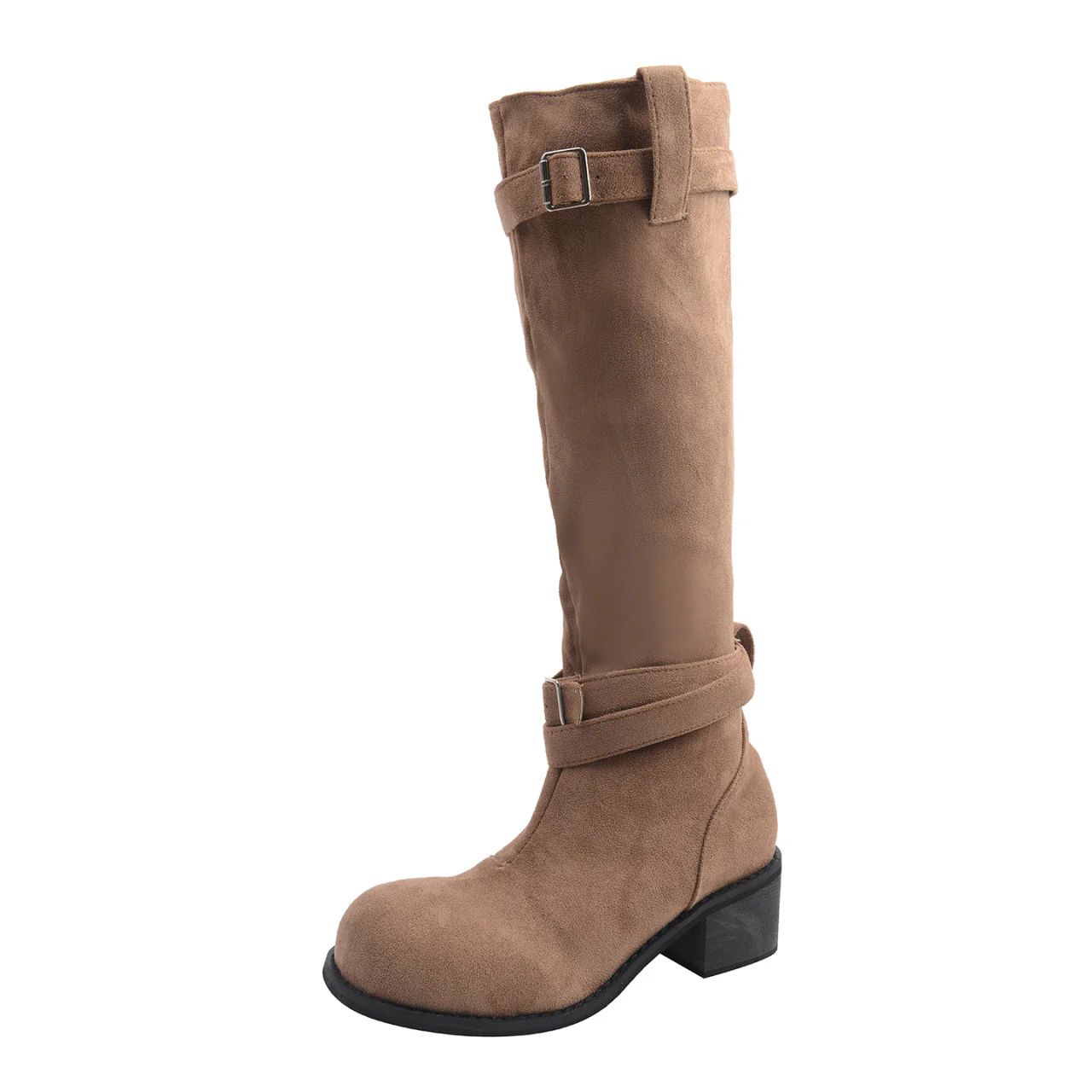Damen hohe Stiefel mit modischen Schnallen und bequemem Blockabsatz Heidi Mode - Image 5