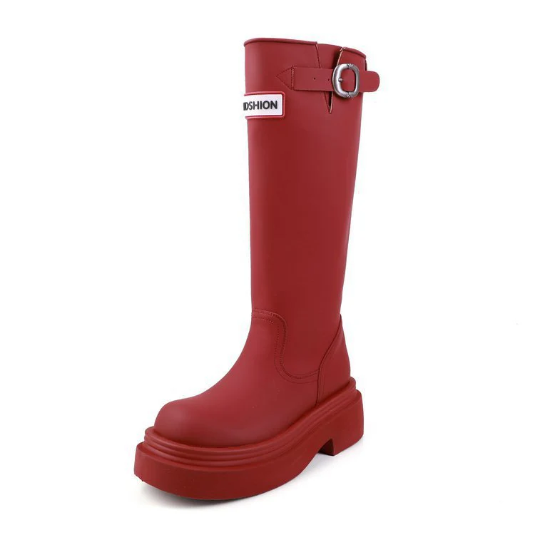 Damen Hohe Stiefel mit modischer Schnalle und komfortablem Plateau Heidi Mode - Image 7