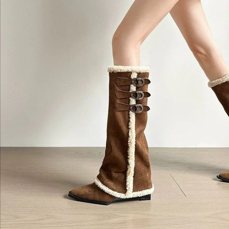 Damen hohe Stiefel mit weichem Kunstfellkragen und detaillierter Schnürfront Heidi Mode - Image 6
