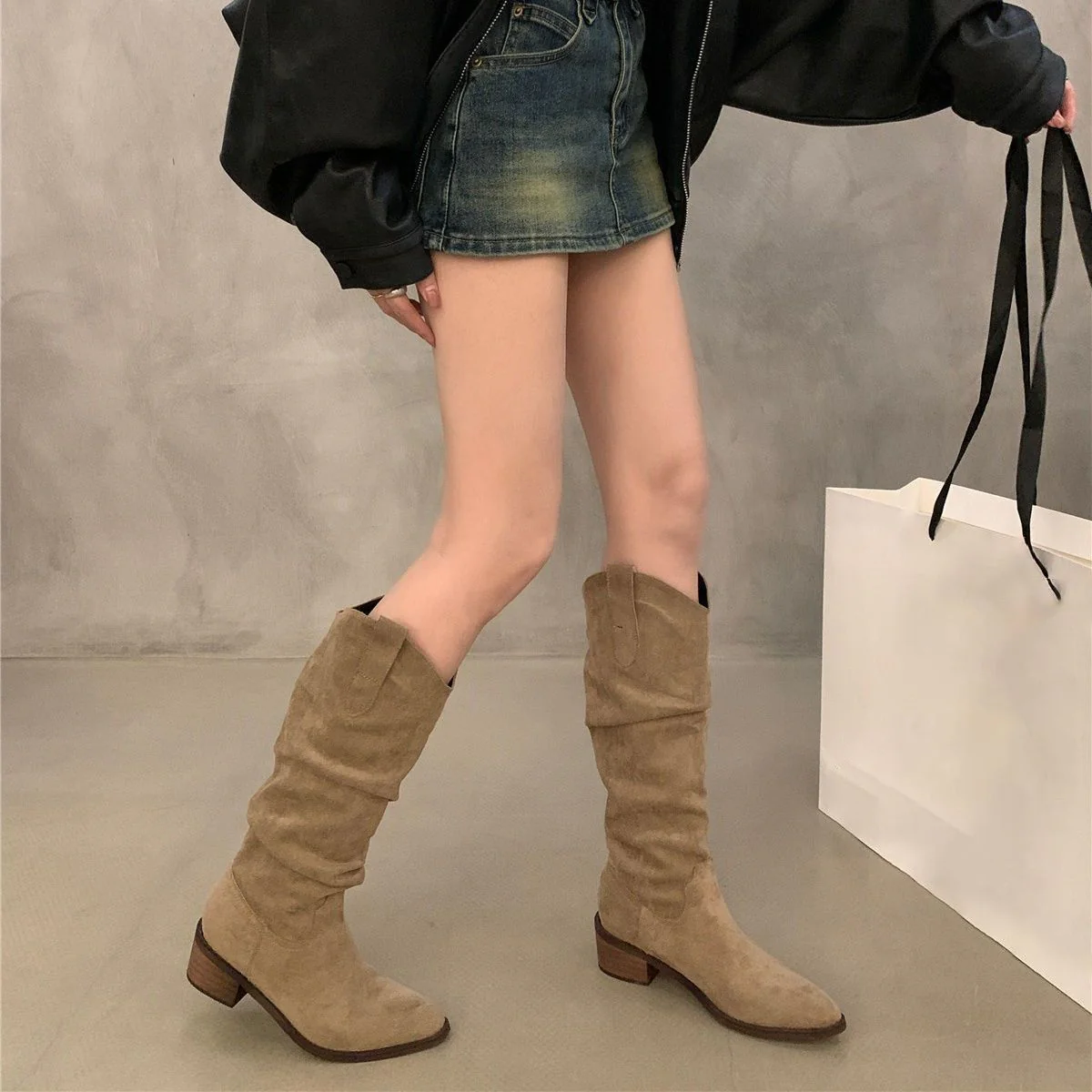 Damen Hohe Wildleder-Stiefel mit elegantem Design Heidi Mode - Image 3