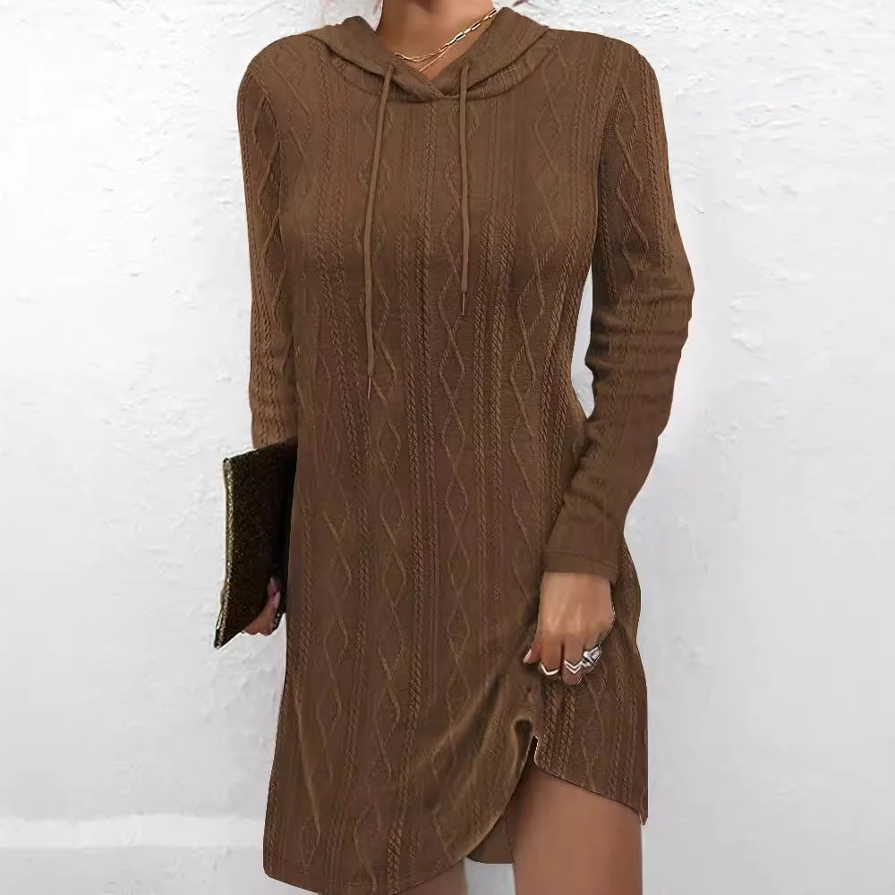 Damen Hoodie-Kleid mit Struktur und Seitlichem Schlitz Heidi-Mode - Image 3