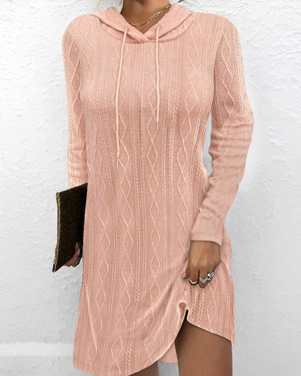 Damen Hoodie-Kleid mit Struktur und Seitlichem Schlitz Heidi-Mode - Image 7