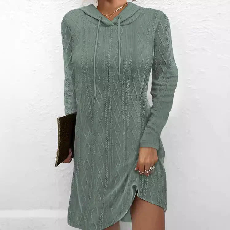 Damen Hoodie-Kleid mit Struktur und Seitlichem Schlitz Heidi-Mode - Image 2