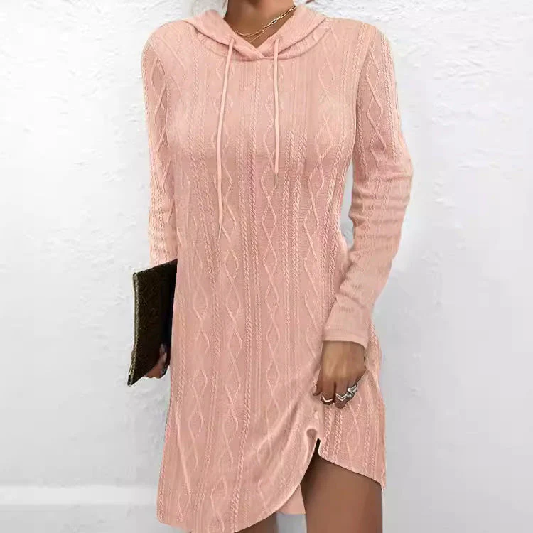 Damen Hoodie-Kleid mit Struktur und Seitlichem Schlitz Heidi-Mode - Image 5