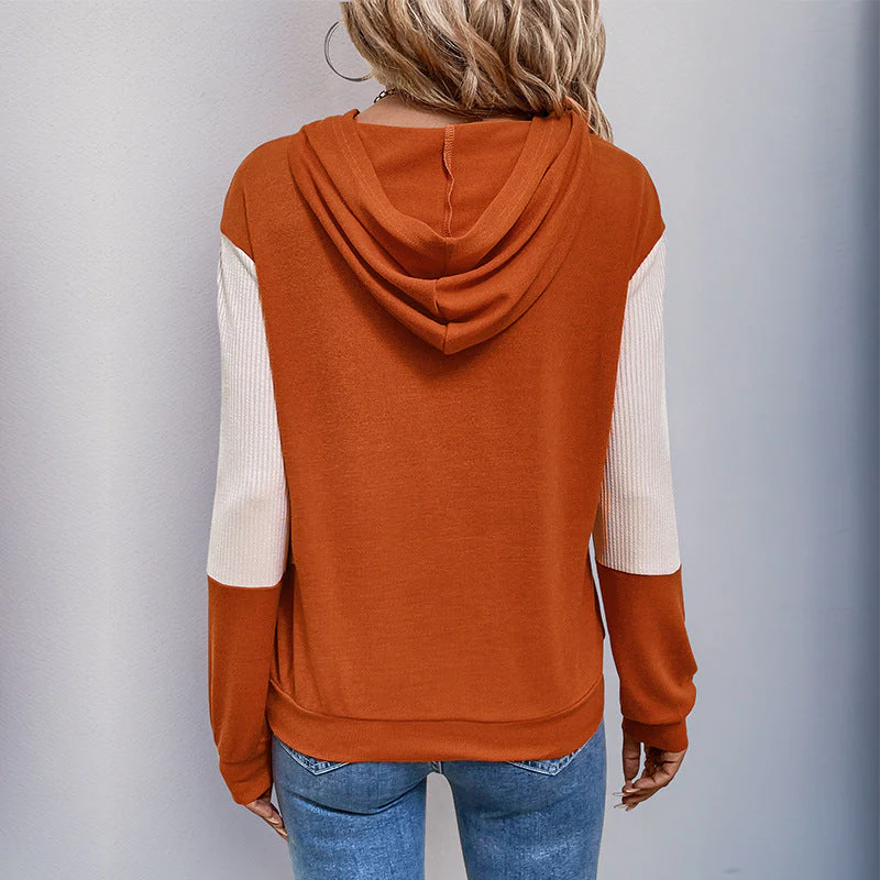 Damen Hoodie mit Modernem V-Ausschnitt und Strukturierter Ärmelgestaltung Heidi-Mode - Image 4