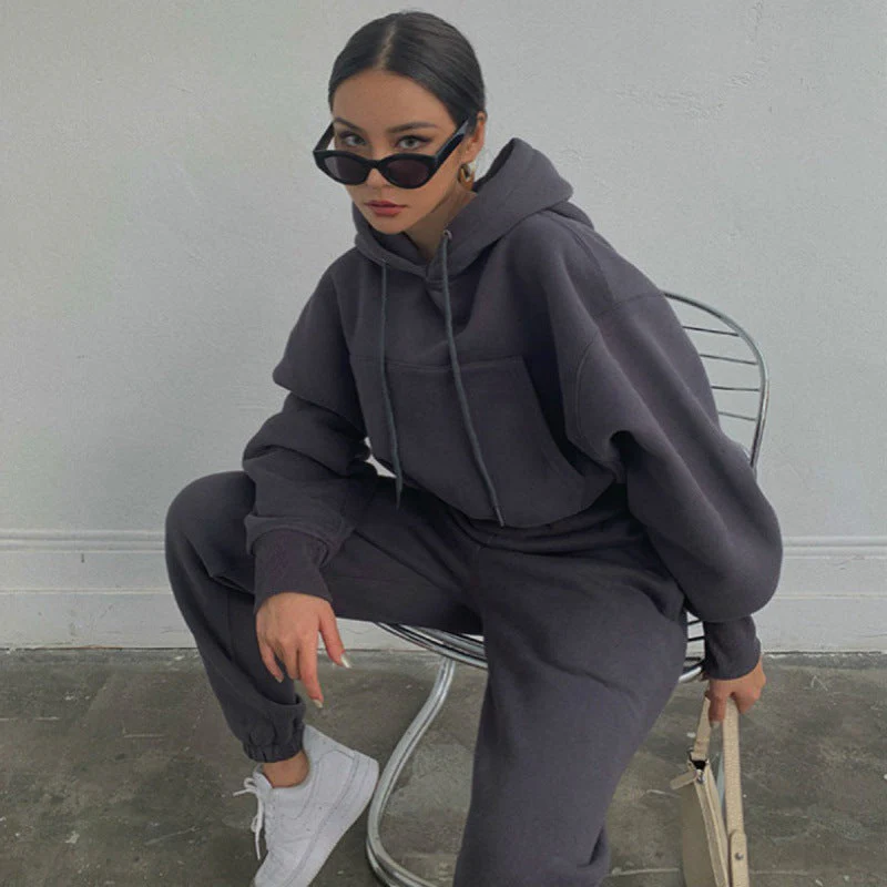 Damen Hoodie und Jogginghose-Set mit Lässigem Schnitt und Elastischem Bund Heidi-Mode - Image 4