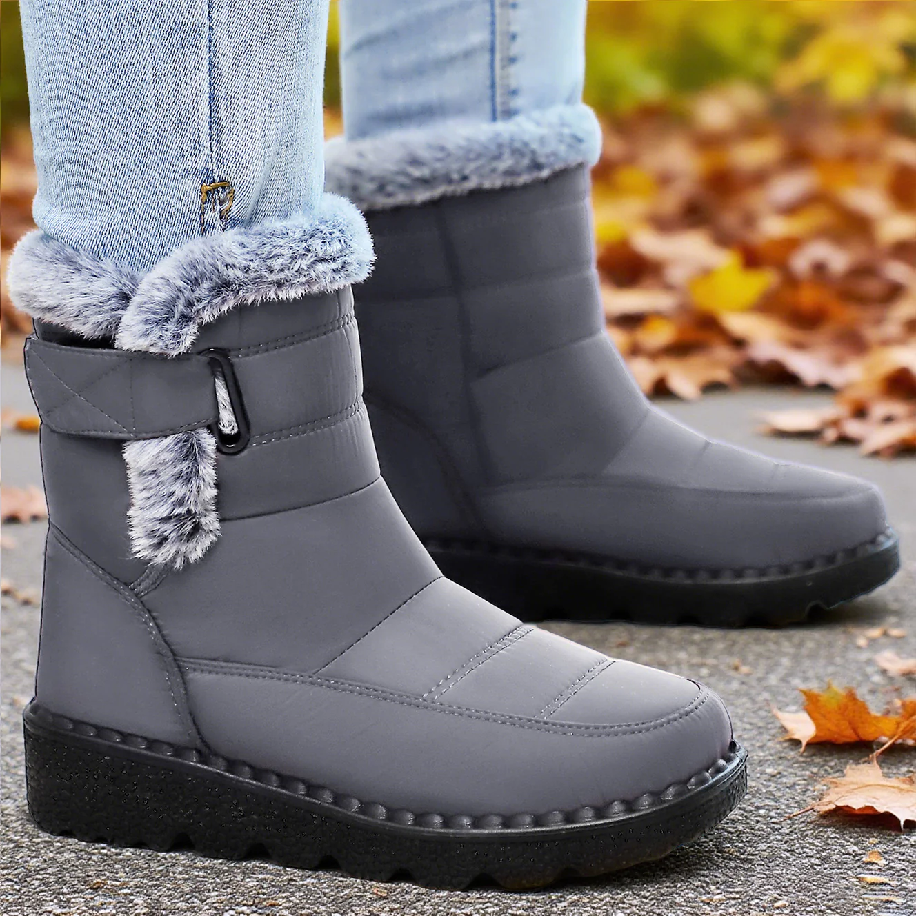 Damen Isolierte Winterstiefel mit weichem Innenfutter und praktischen Schnallen Heidi Mode - Image 2