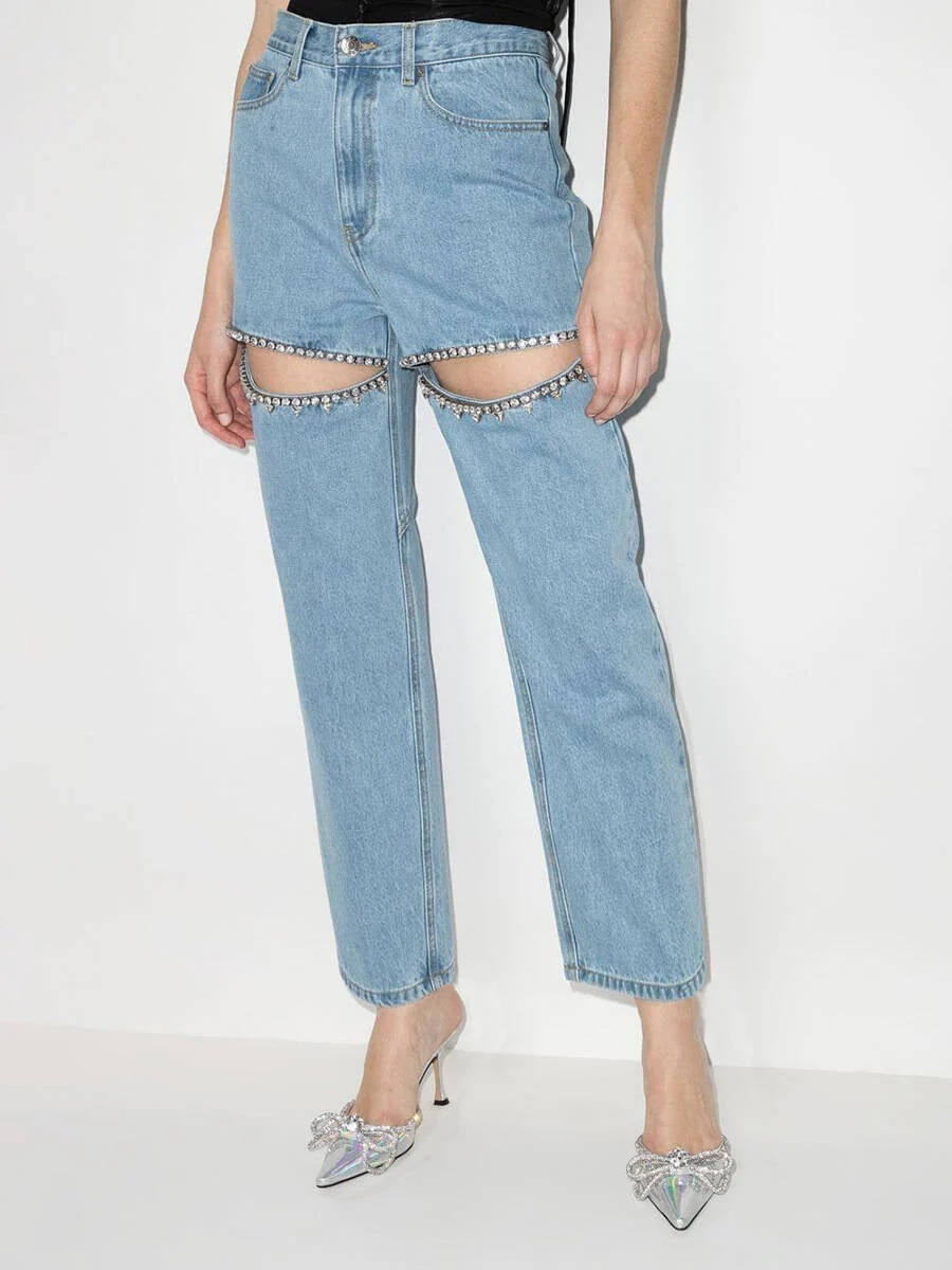 Damen Jeans mit Cut-Outs und Funkelnden Details Heidi-Mode - Image 7