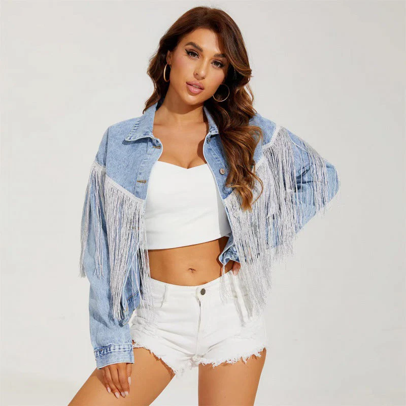 Damen Jeansjacke mit Fransigen Details und Lässigem Schnitt Heidi-Mode - Image 2