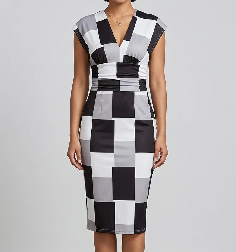 Damen Jeanskleid mit tiefem V-Ausschnitt und ärmellosem Design Heidi-Mode - Image 8