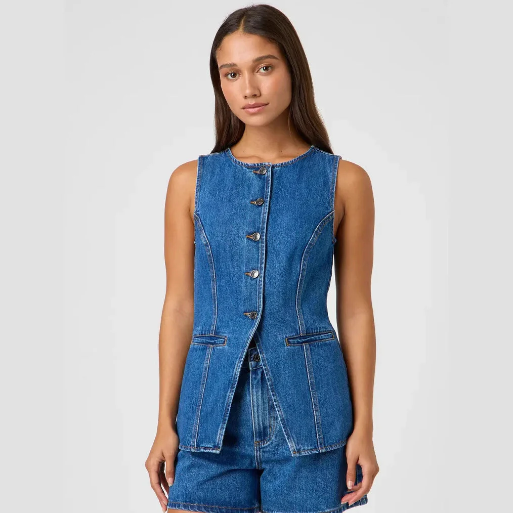 Damen Jeansweste mit Tailliertem Schnitt und Knopfdetails Heidi-Mode - Image 2