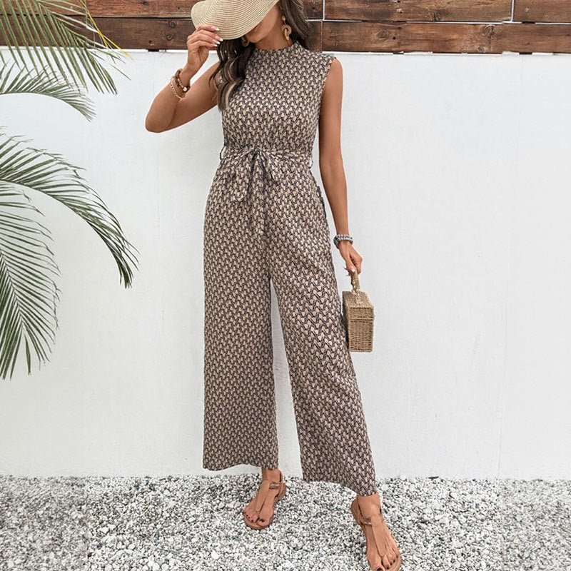 Damen Jumpsuit mit Elegantem Knoten und Floralem Design Heidi-Mode - Image 3