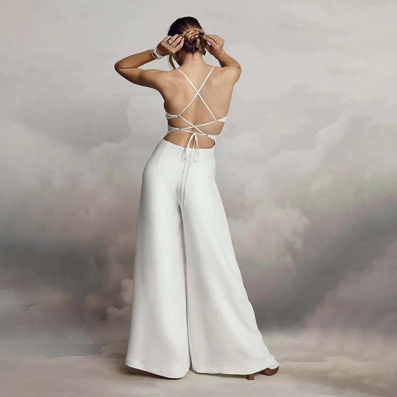 Damen Jumpsuit mit Elegantem V-Ausschnitt und Fließendem Bein Heidi-Mode - Image 3