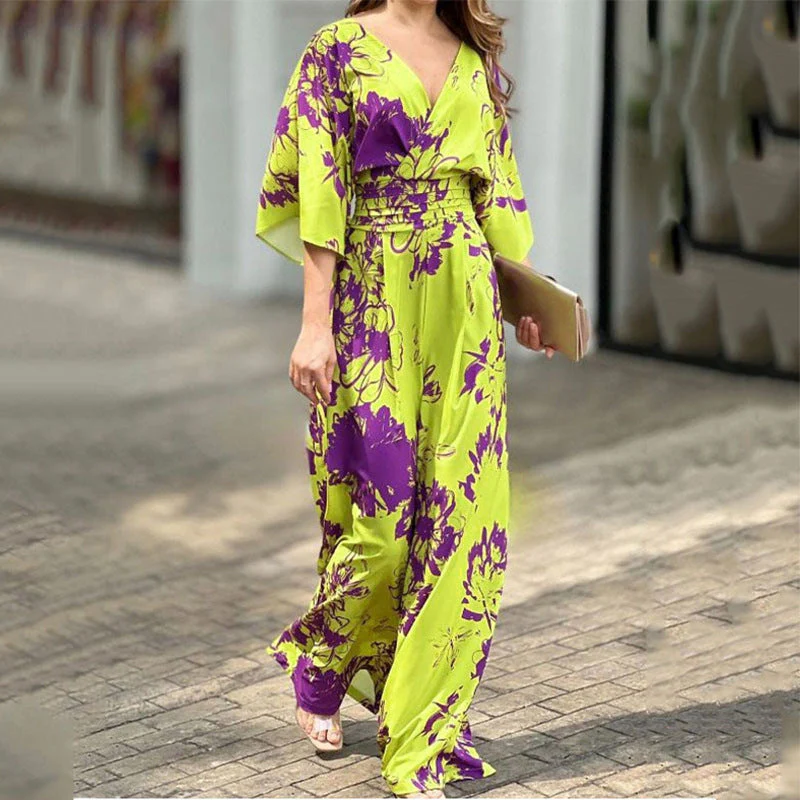 Damen Jumpsuit mit Floralem Design und Voluminösen Ärmeln Heidi-Mode - Image 2