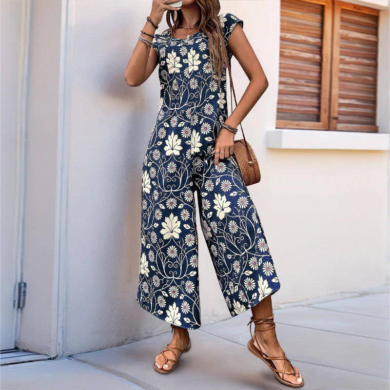 Damen Jumpsuit mit Floralem Muster und Praktischen Taschen Heidi-Mode - Image 2