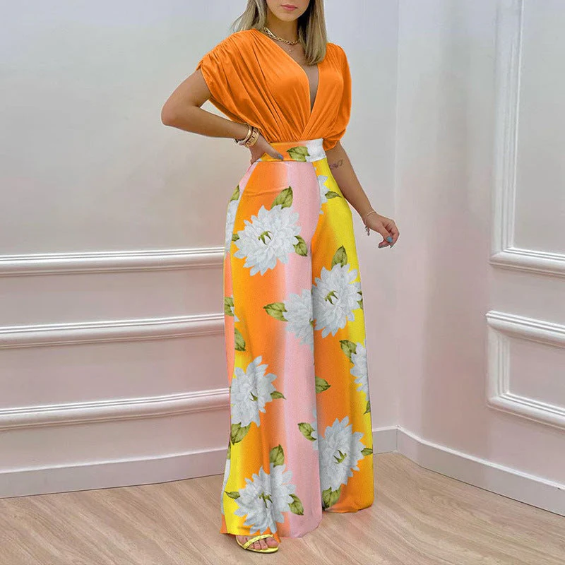 Damen Jumpsuit mit Tiefem V-Ausschnitt und Weitem Bein Heidi-Mode - Image 7