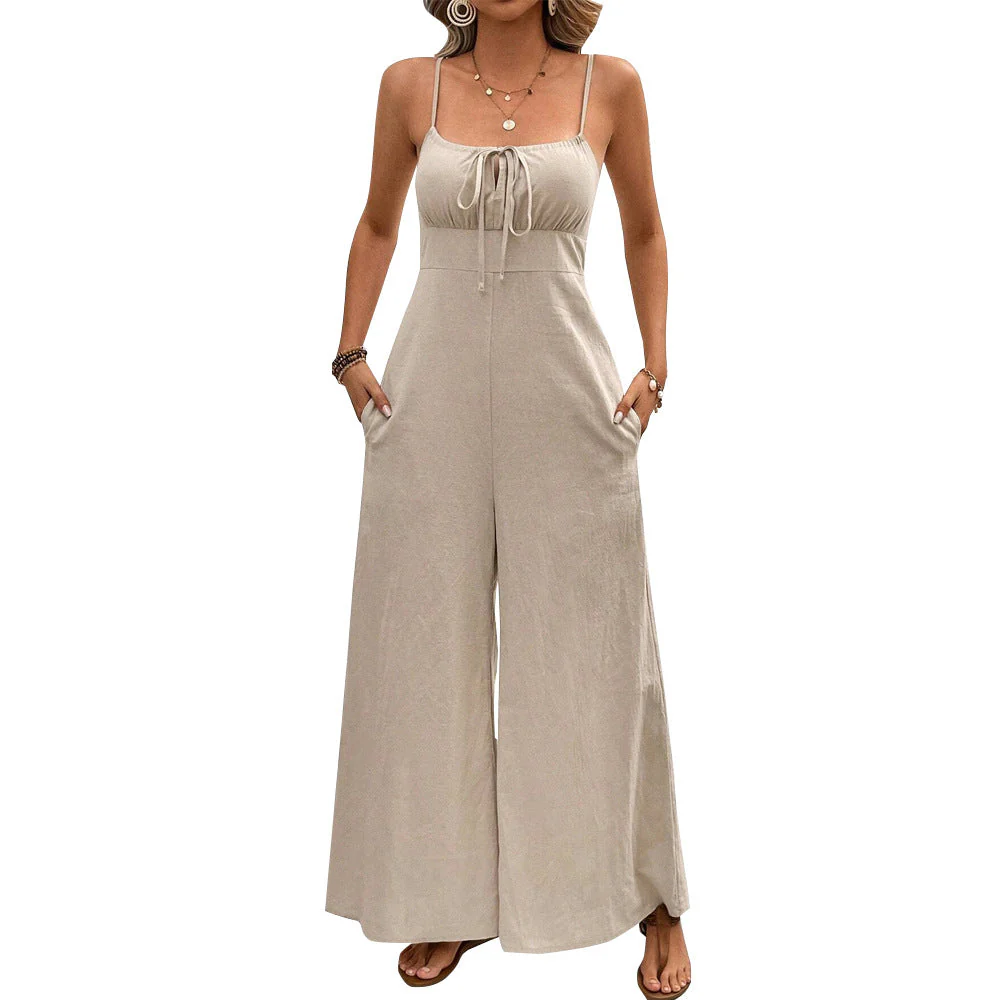 Damen Jumpsuit mit Verstellbaren Trägern und Taillenknoten Heidi-Mode - Image 5