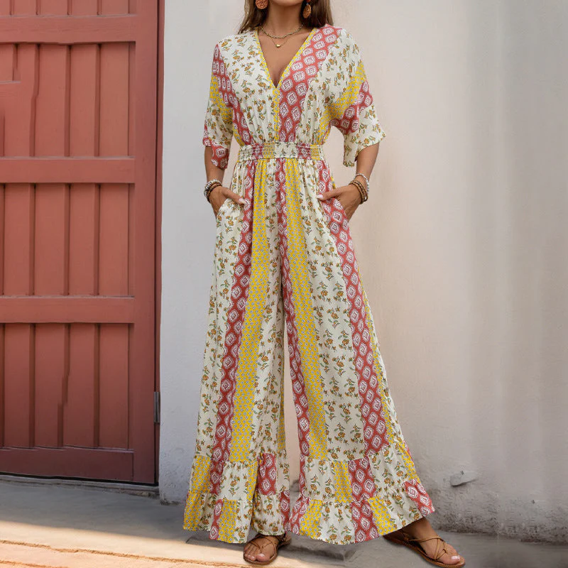 Damen Jumpsuit mit Weitem Bein und Elastischem Taillenzug Heidi-Mode - Image 2