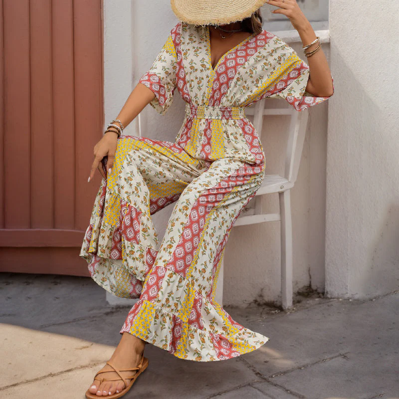 Damen Jumpsuit mit Weitem Bein und Elastischem Taillenzug Heidi-Mode - Image 4