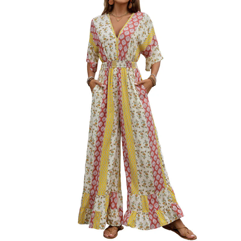 Damen Jumpsuit mit Weitem Bein und Elastischem Taillenzug Heidi-Mode - Image 5