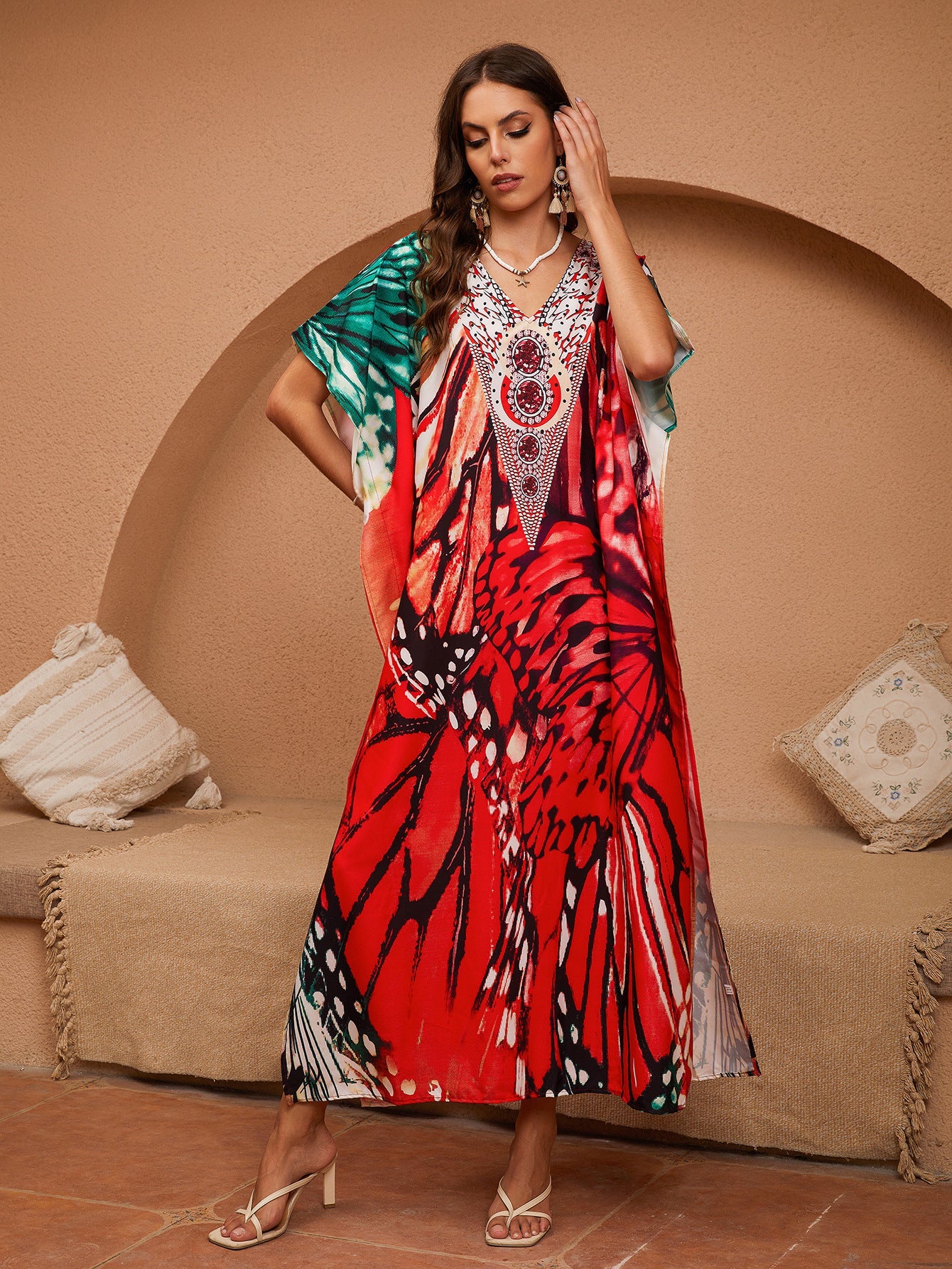 Damen Kaftan mit Kunstvollem Design und Eleganten Perlenverzierungen Heidi-Mode - Image 4