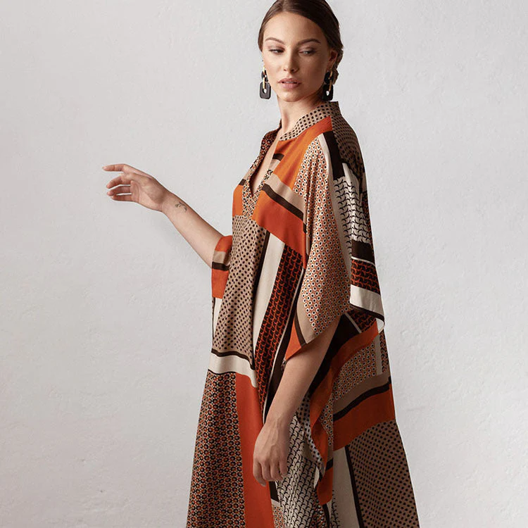 Damen Kaftan mit Lässigem Schnitt und Elegantem V-Ausschnitt Heidi-Mode - Image 3