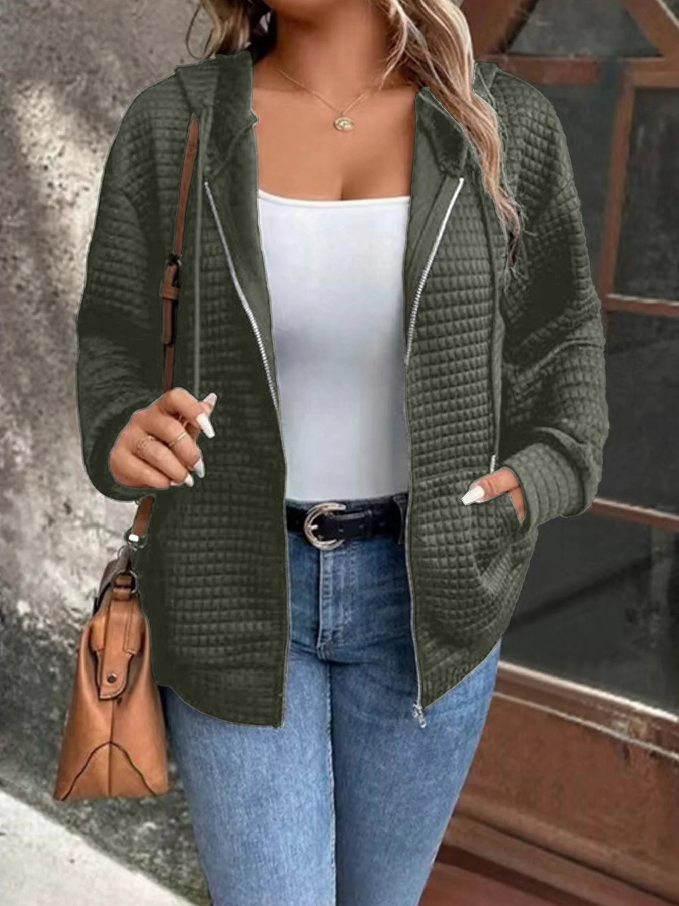 Damen Kapuzenjacke Aus Strukturiertem Material Heidi-Mode - Image 5