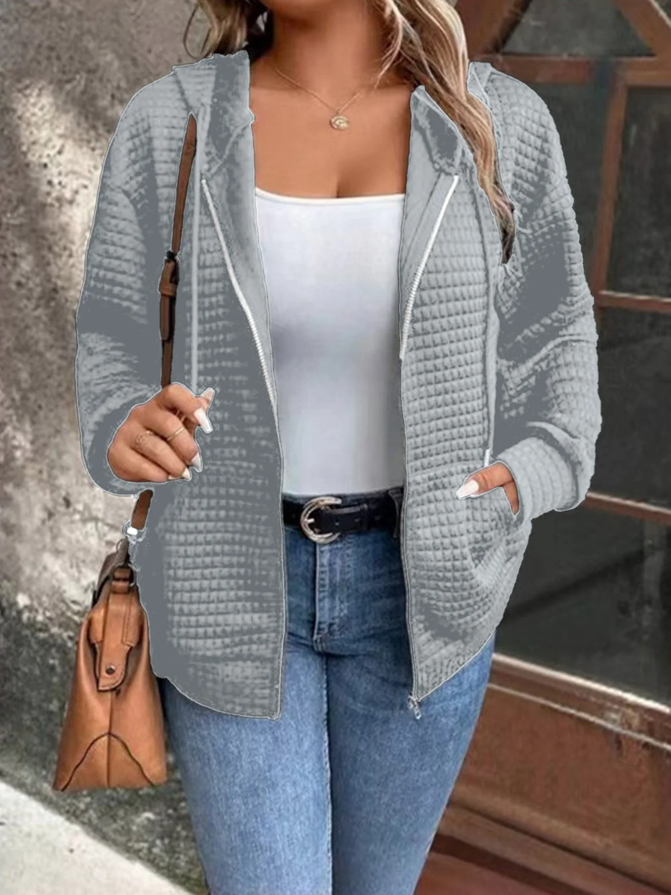 Damen Kapuzenjacke Aus Strukturiertem Material Heidi-Mode - Image 7