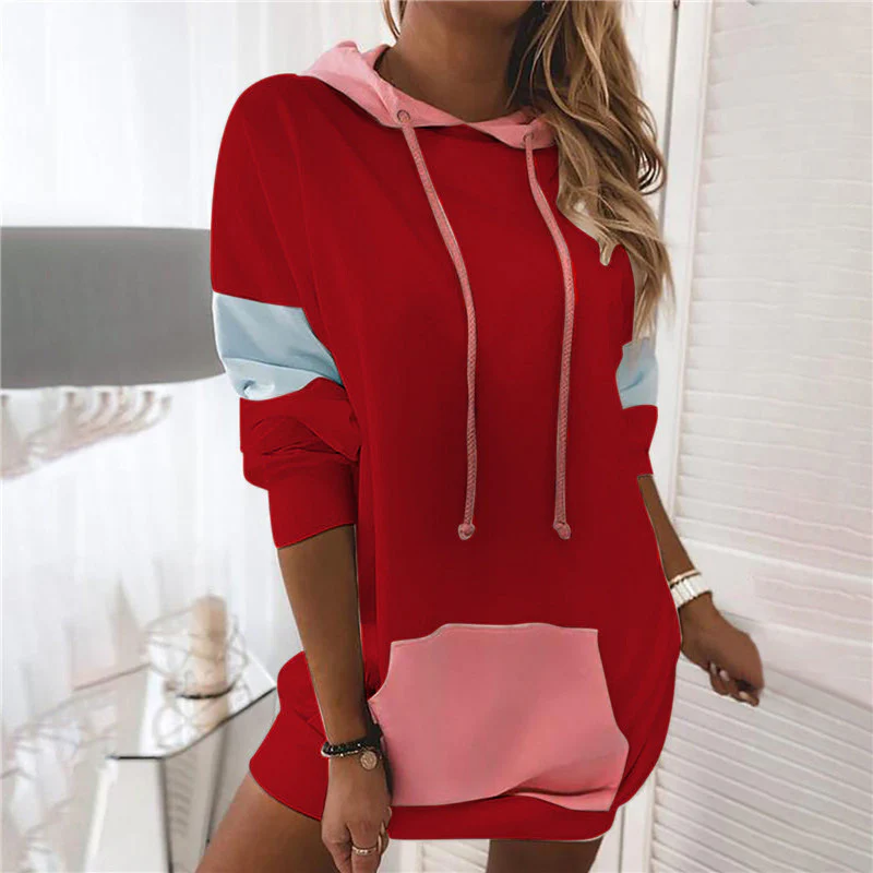 Damen Kapuzenkleid in sportlichem Design mit praktischen Taschen Heidi-Mode - Image 3
