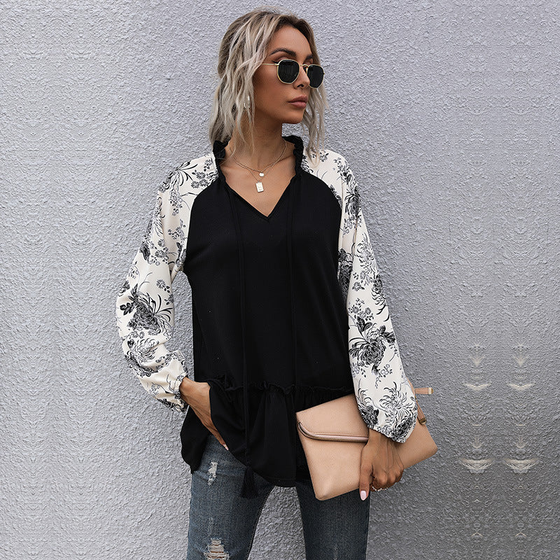 Damen Kapuzenpullover mit Floralem Design und Peplum Schnitt Heidi-Mode - Image 2
