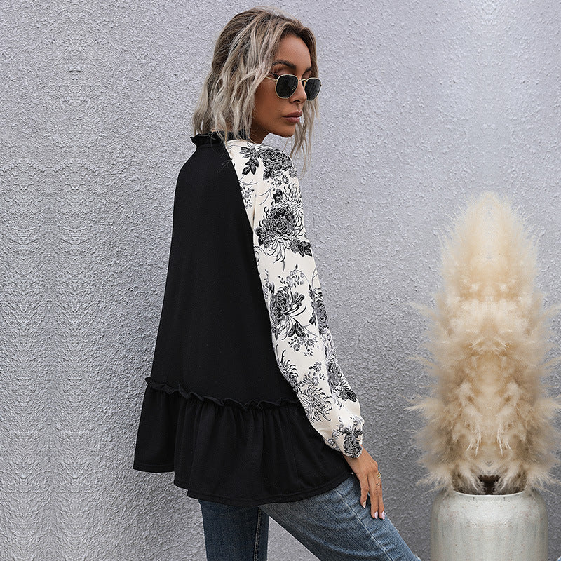 Damen Kapuzenpullover mit Floralem Design und Peplum Schnitt Heidi-Mode - Image 4