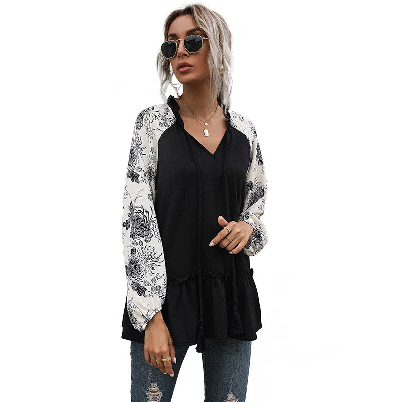 Damen Kapuzenpullover mit Floralem Design und Peplum Schnitt Heidi-Mode - Image 5