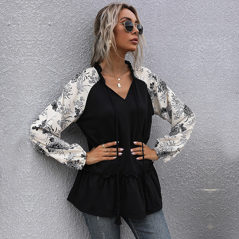 Damen Kapuzenpullover mit Floralem Design und Peplum Schnitt Heidi-Mode - Image 6