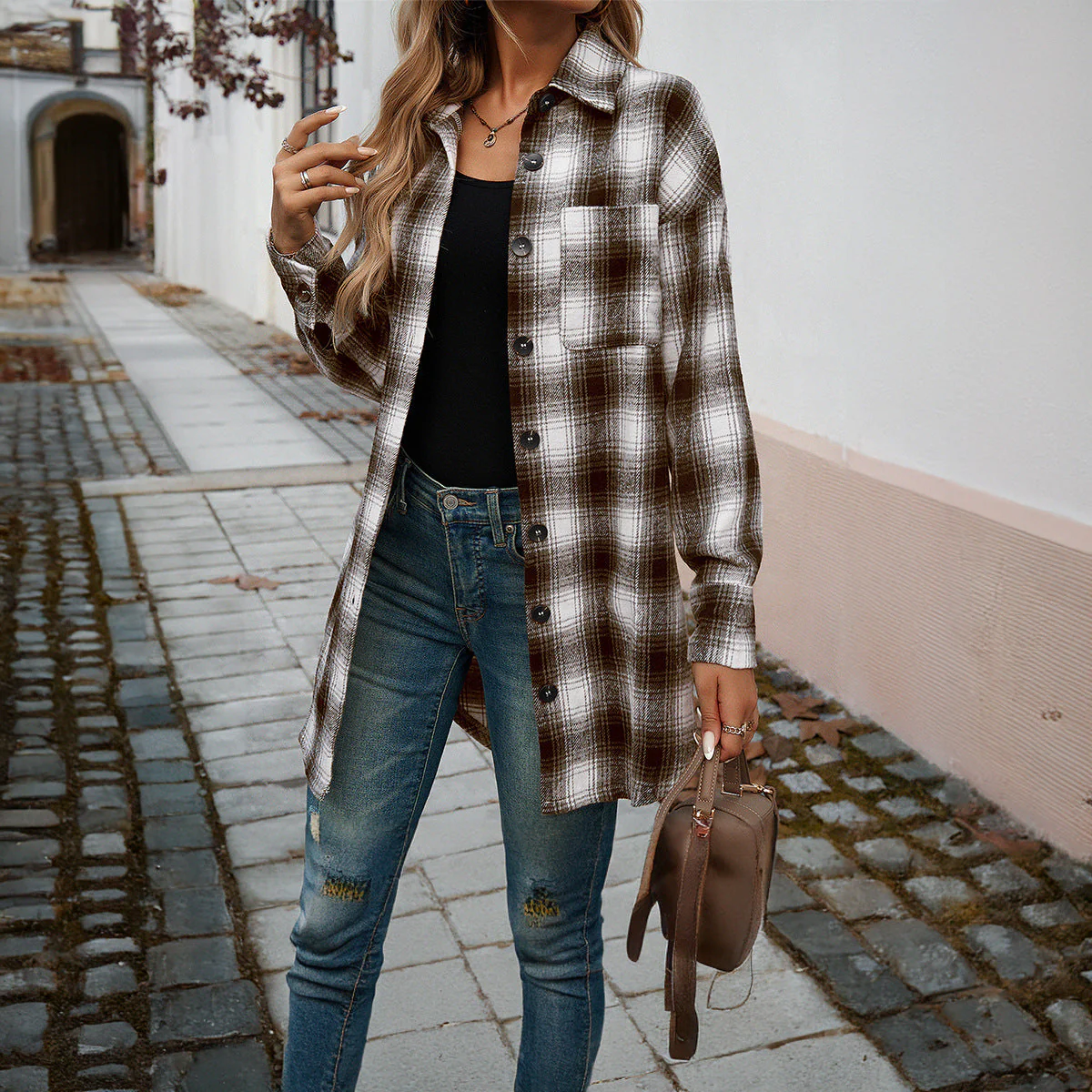 Damen Karierte Overshirt mit Lässiger Passform und Modernen Details Heidi-Mode - Image 4