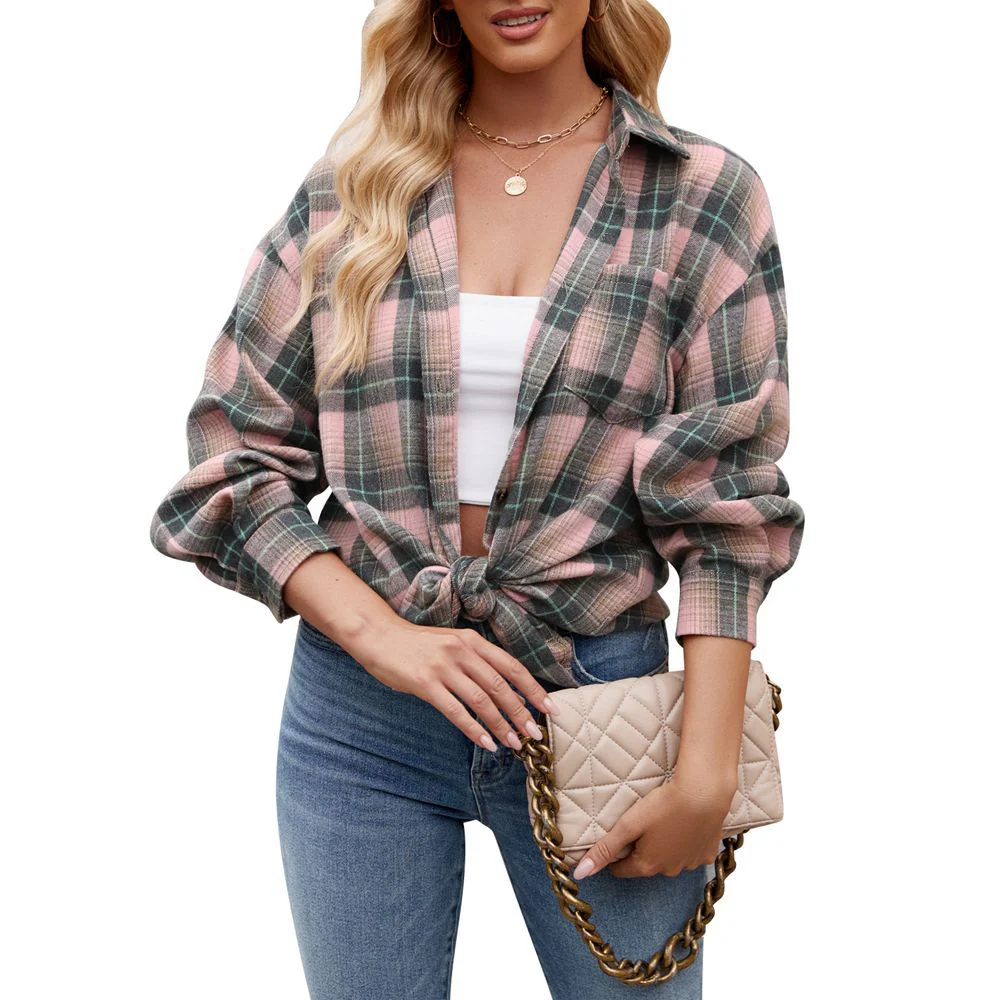 Damen Karierte Oversized Hemdbluse Heidi-Mode - Image 11