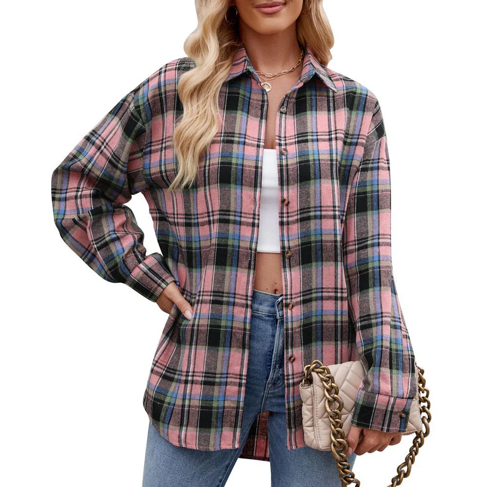 Damen Karierte Oversized Hemdbluse Heidi-Mode - Image 13