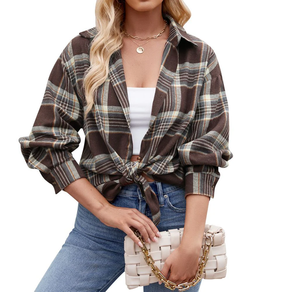 Damen Karierte Oversized Hemdbluse Heidi-Mode - Image 16