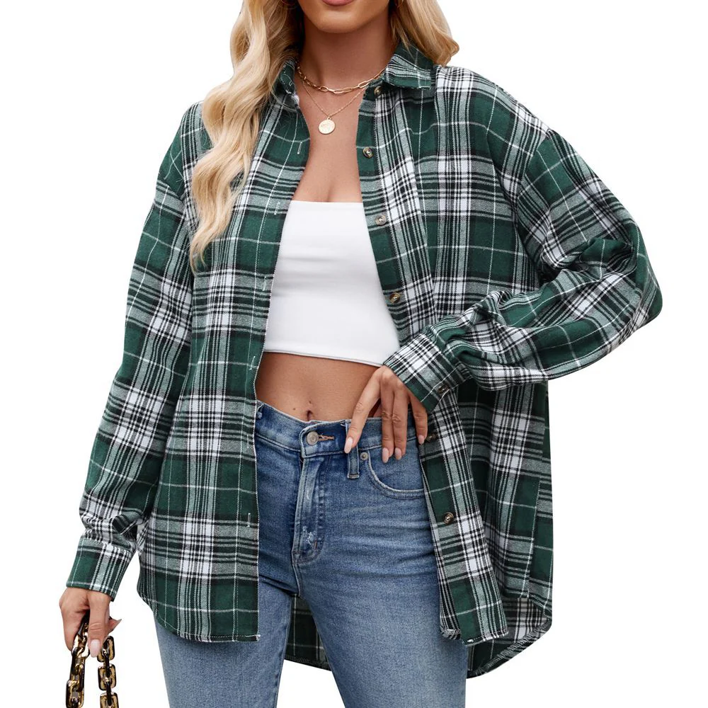 Damen Karierte Oversized Hemdbluse Heidi-Mode - Image 6
