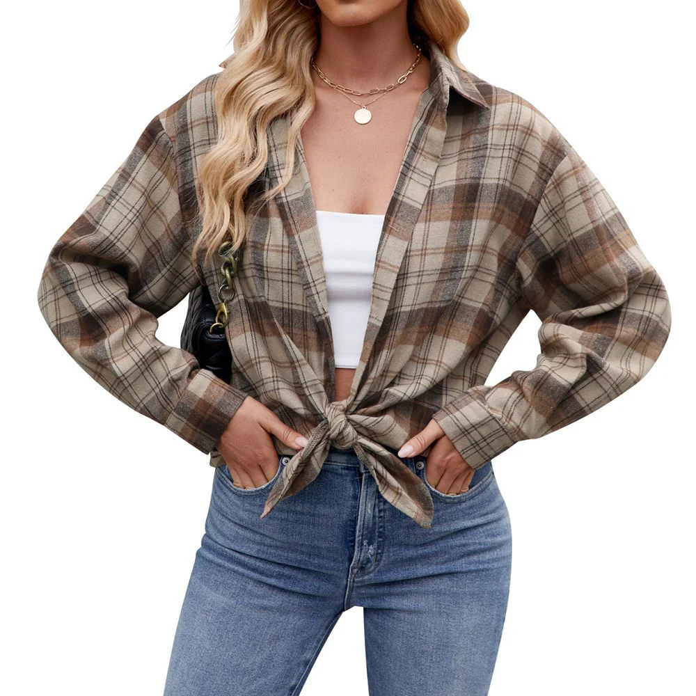 Damen Karierte Oversized Hemdbluse Heidi-Mode - Image 9