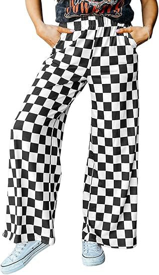 Damen Karierte Palazzo-Hose mit Elastischem Bund und Praktischen Seitentaschen Heidi-Mode - Image 14