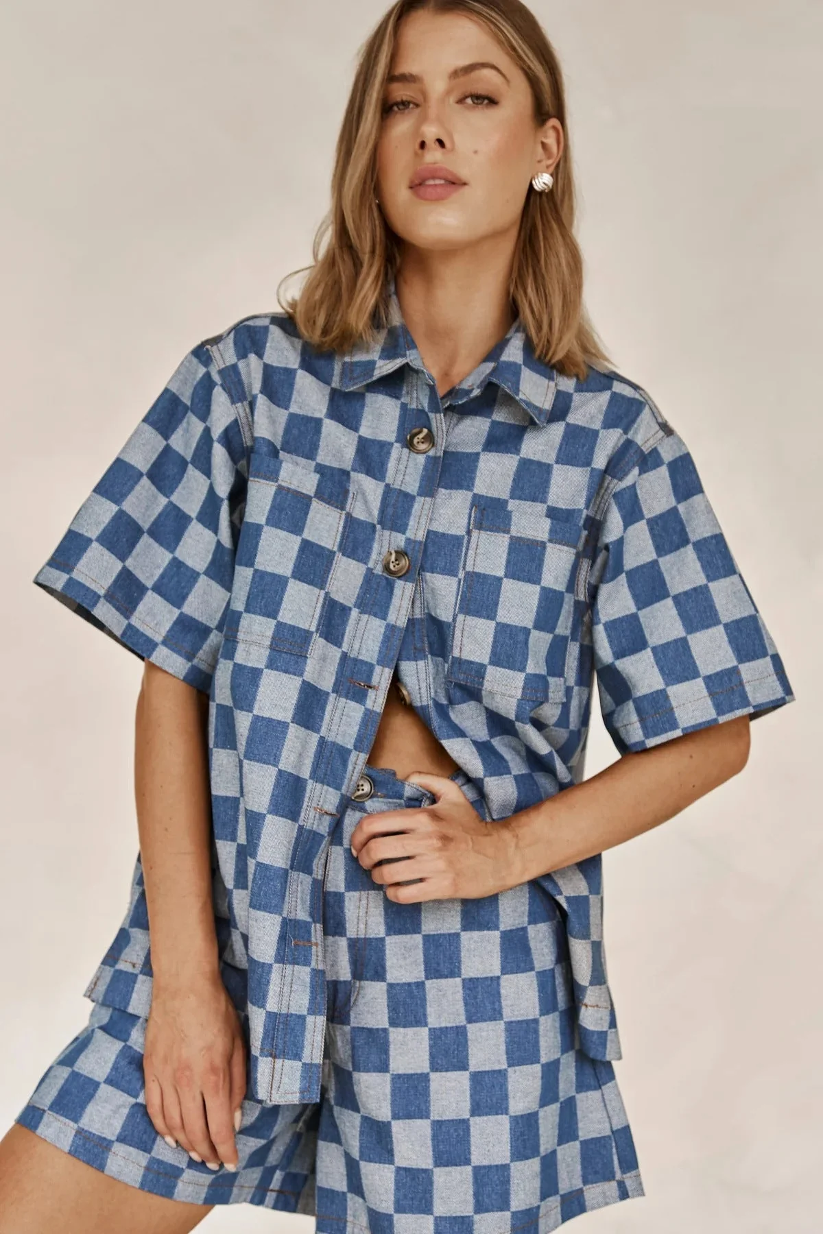 Damen Karierter Hemden-Set Aus Denim Heidi-Mode - Image 6