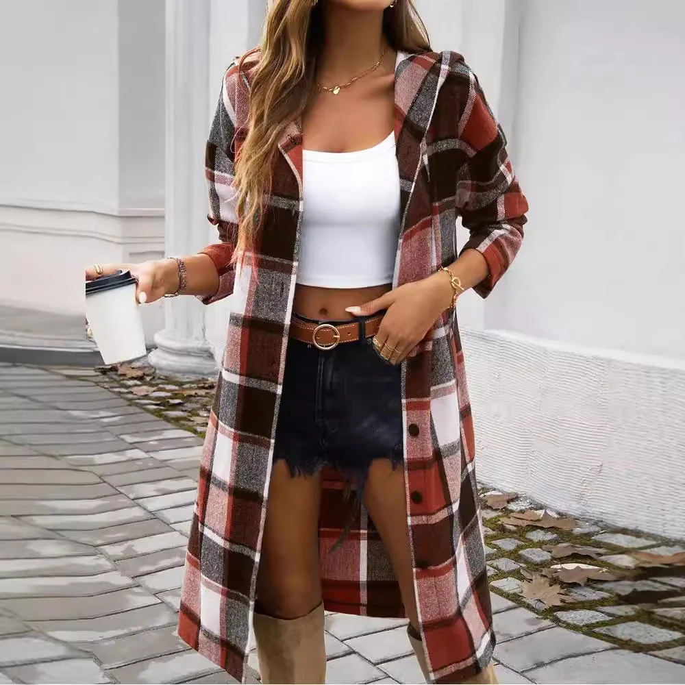 Damen Karierter Mantel mit moderner Schnittführung und praktischem Taschen-Design Heidi-Mode - Image 7