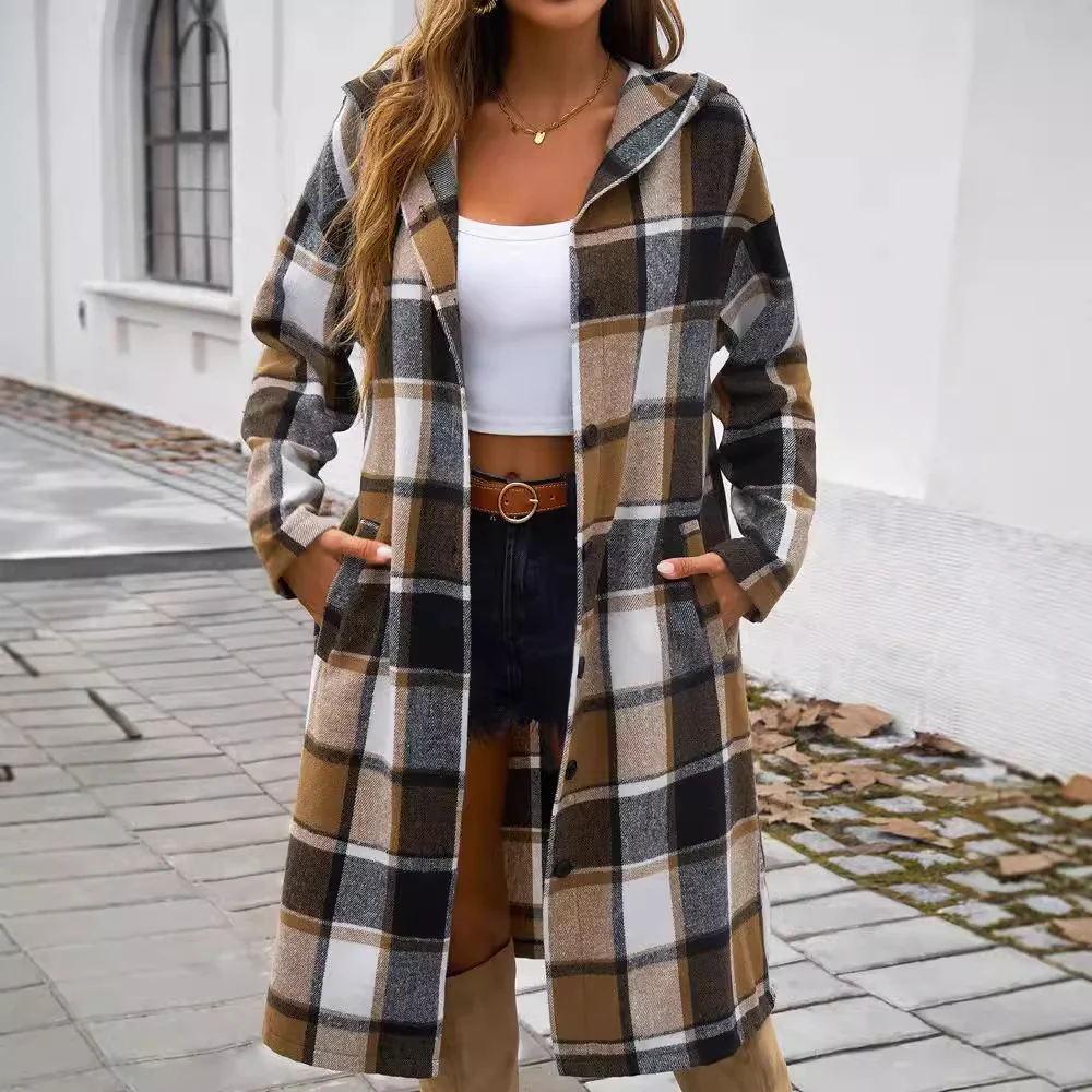 Damen Karierter Mantel mit moderner Schnittführung und praktischem Taschen-Design Heidi-Mode - Image 8