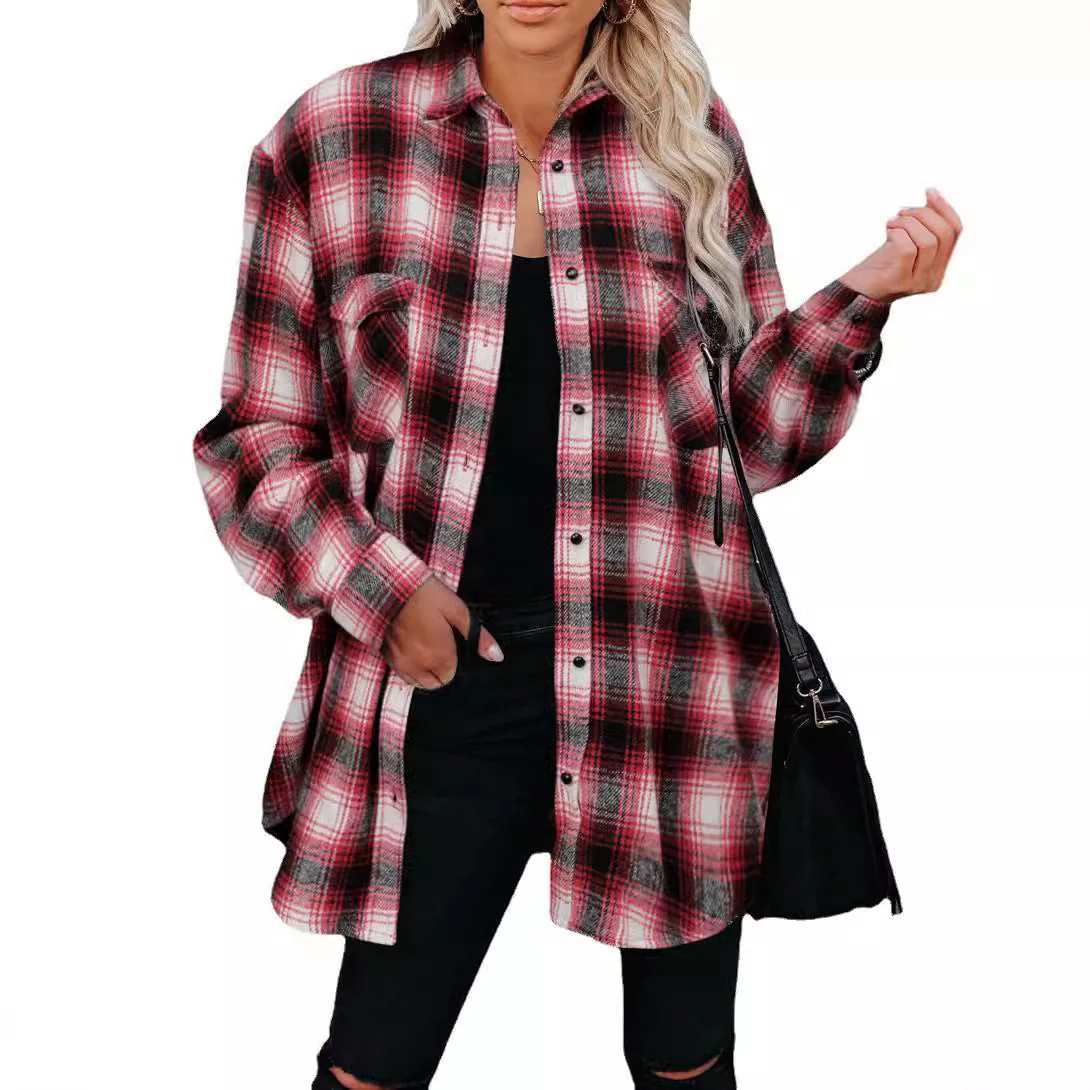 Damen Karo-Hemdjacke Aus Weichem Flanell mit Praktischen Taschen Heidi-Mode - Image 4