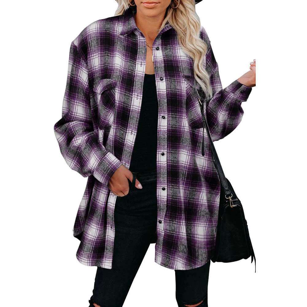 Damen Karo-Hemdjacke Aus Weichem Flanell mit Praktischen Taschen Heidi-Mode - Image 5