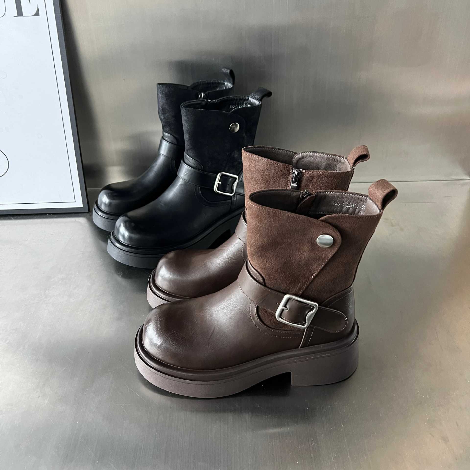Damen Kick-Boots mit modischem Riemen und stabiler Gummisohle Heidi Mode - Image 3