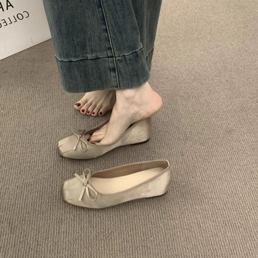 Damen klassische Ballerinas mit dekorativem Schleifenakzent und flexibler Sohle Heidi Mode