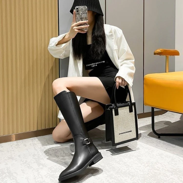 Damen klassische Stiefel mit modischen Schnallen und komfortabler Sohle Heidi Mode - Image 4