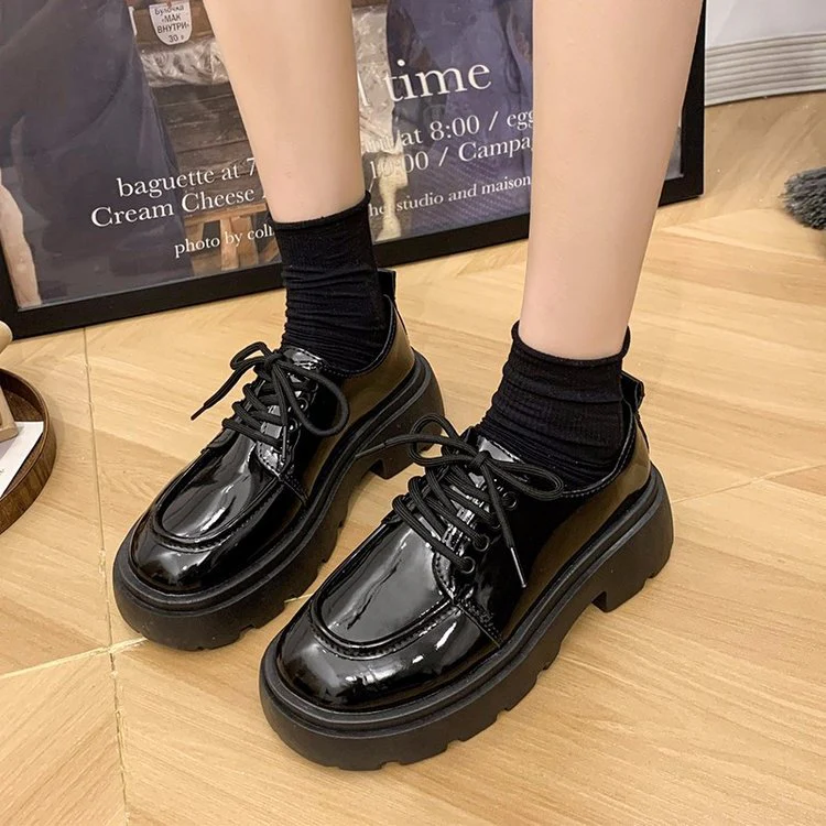 Damen Klobige Plateau Schnürschuhe Heidi-Mode - Image 2