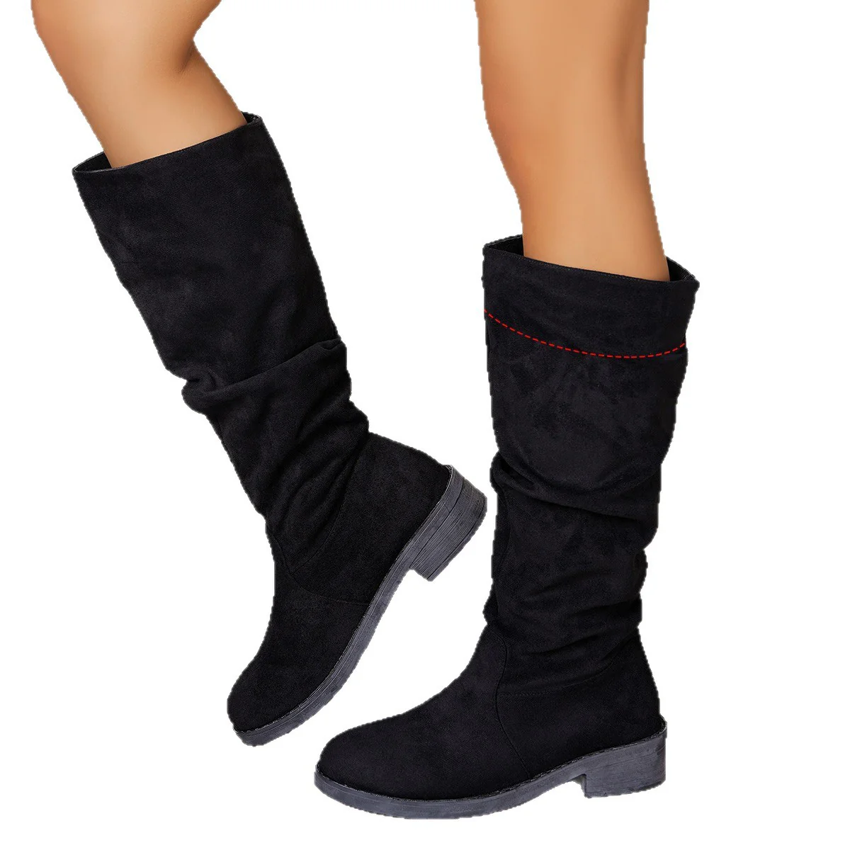 Damen Kniehohe Stiefel mit lässigem Falten-Design Heidi Mode - Image 5